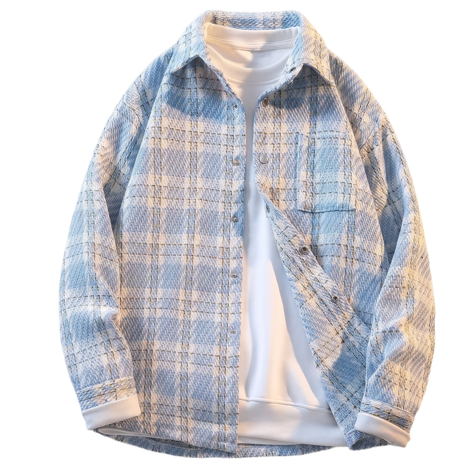 Plaid Wool-Blend Overshirt Jacket