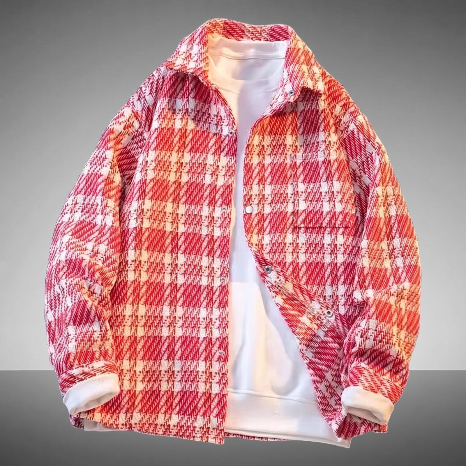 Plaid Wool-Blend Overshirt Jacket