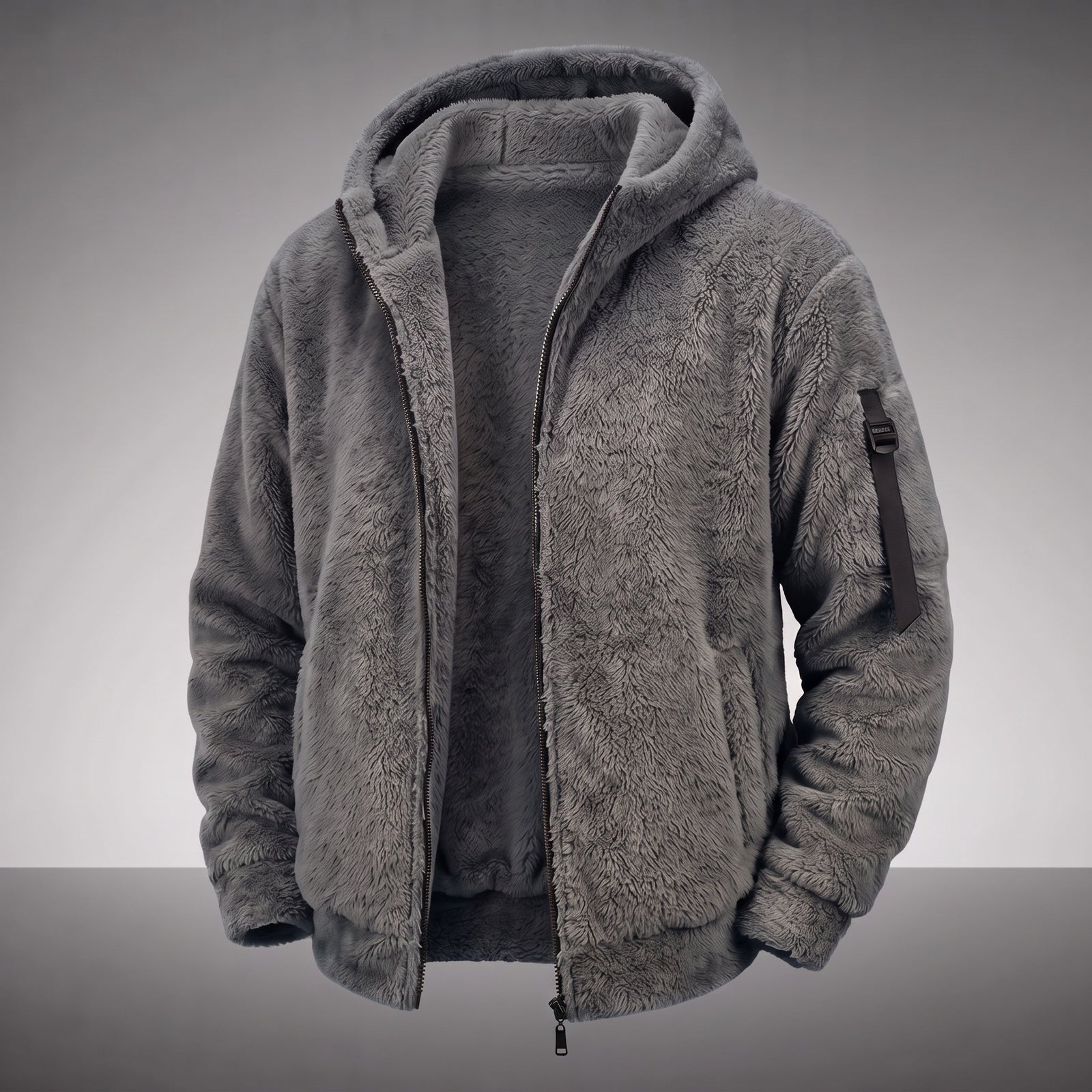 Sherpa Fleece Zip-Up Hooded Jacket
