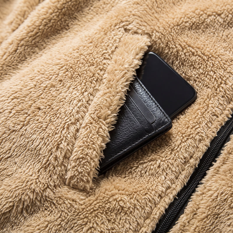 Sherpa Fleece Zip-Up Hooded Jacket