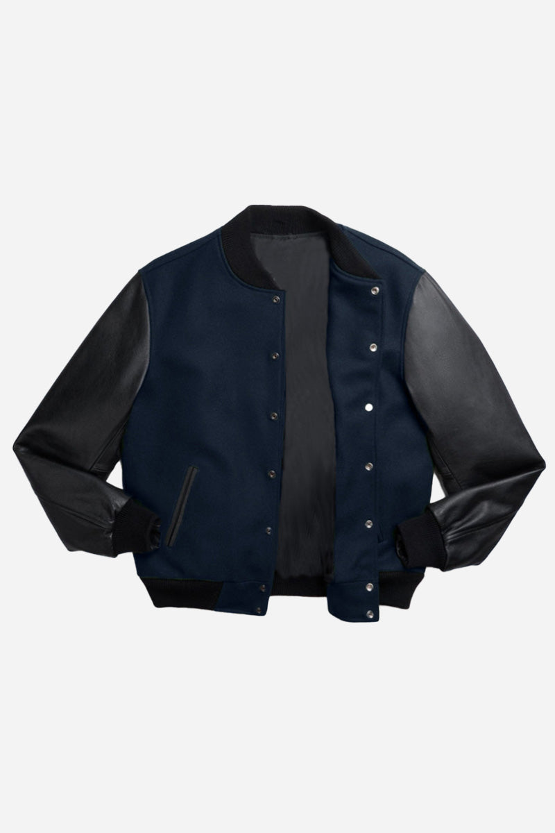 Partial Leather Varsity Jacket