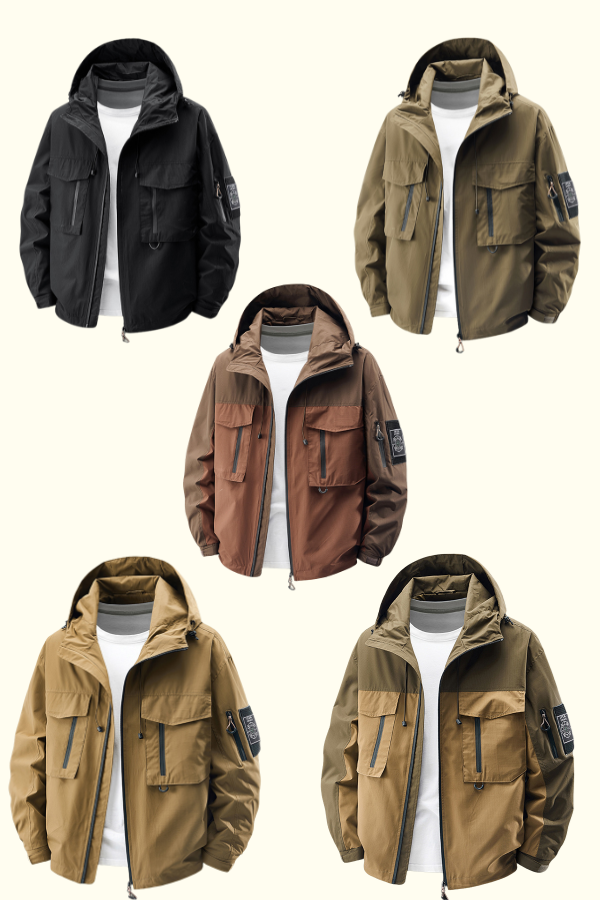 Hooded Outdoor Workwear Jacket with Mesh Lining