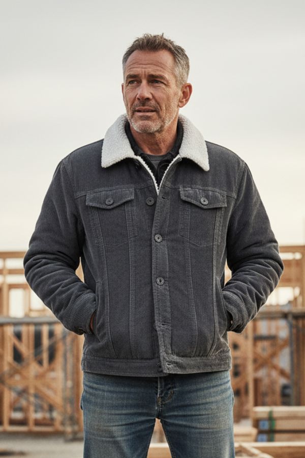 Sherpa Lined Cotton Windbreaker Jacket