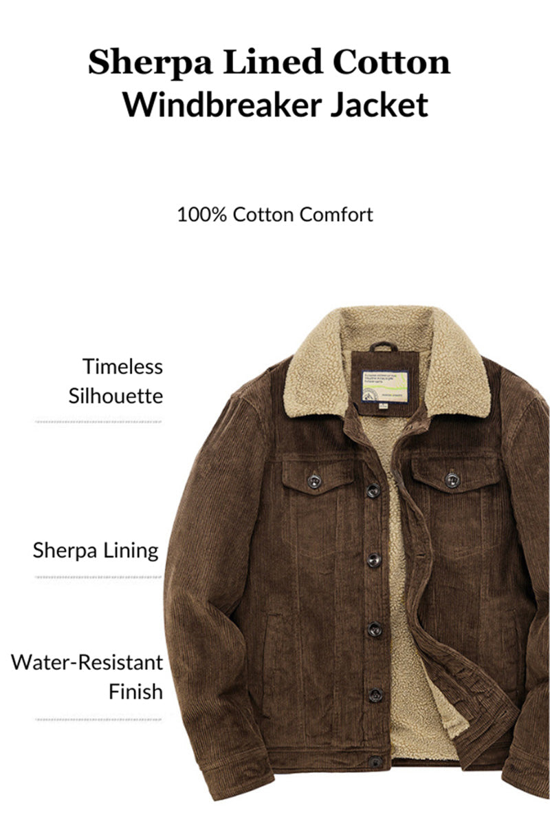 Sherpa Lined Cotton Windbreaker Jacket