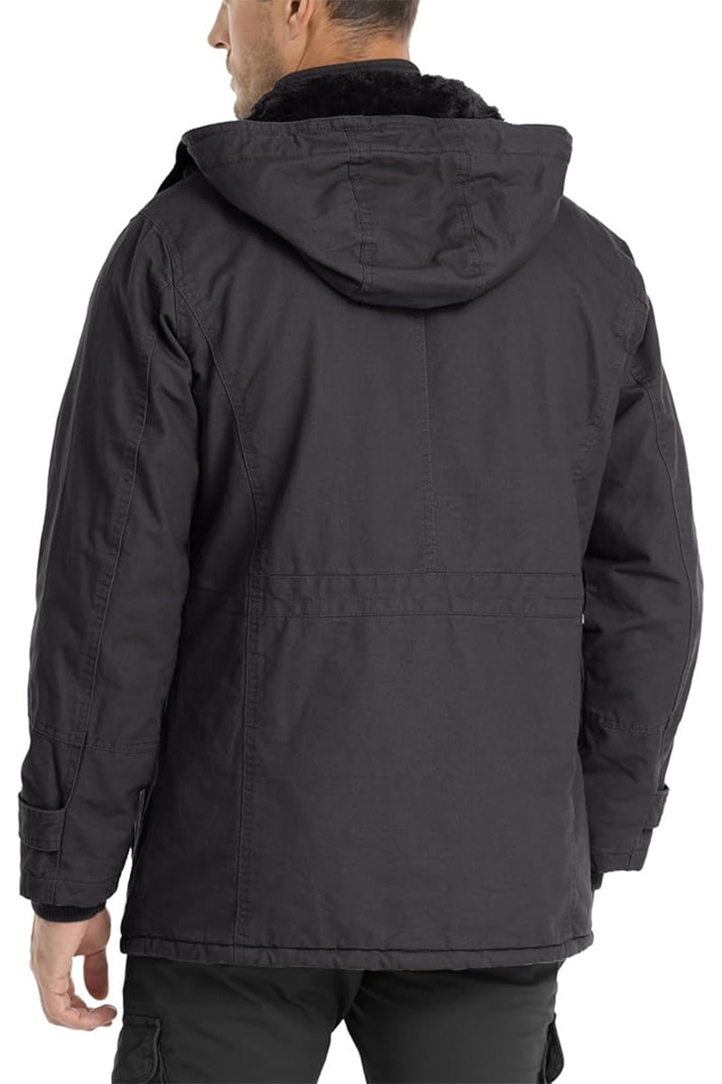 Thick Fleece Hooded Cargo Jacket with Pockets