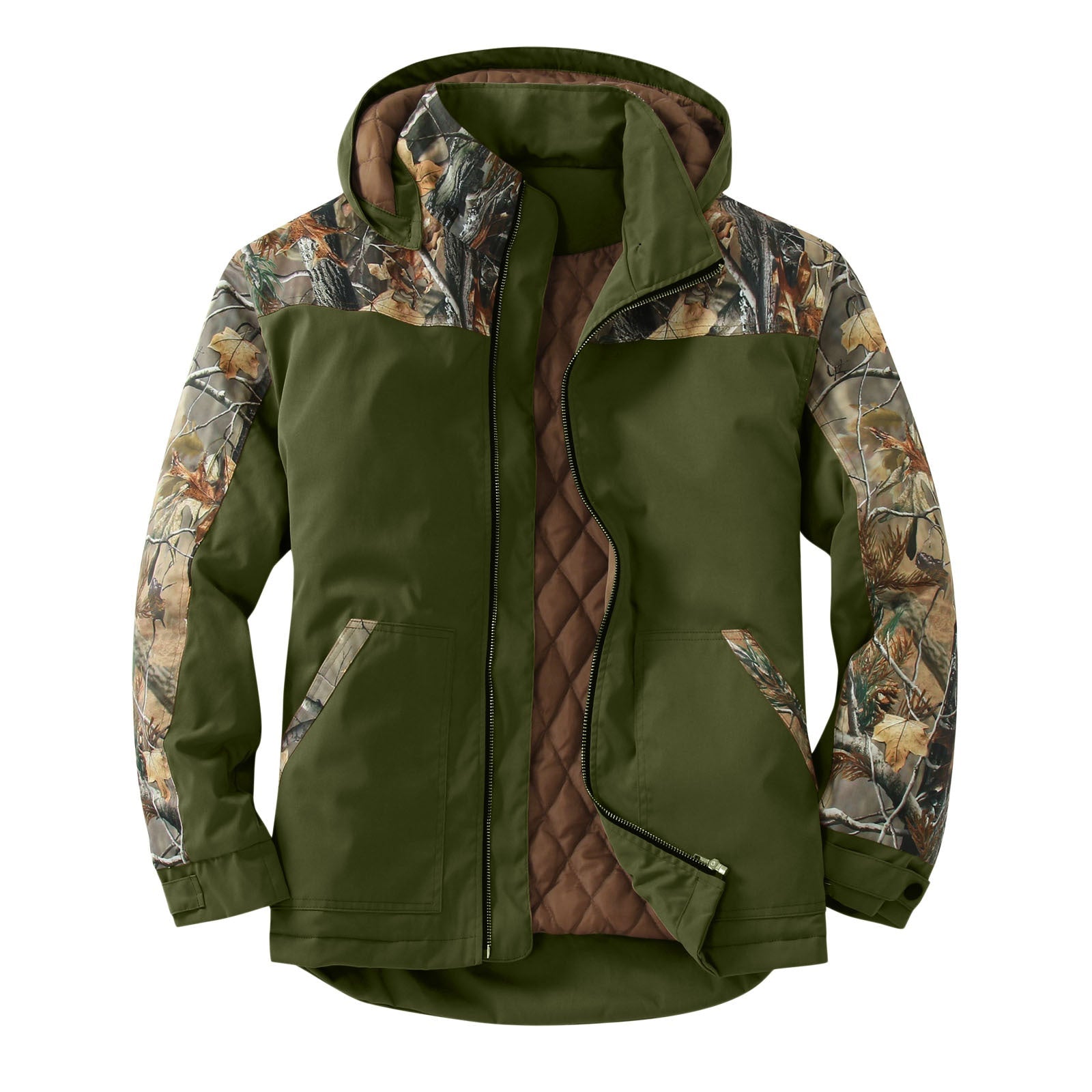 Colorblock Hooded Padded Jacket with Removable Hood