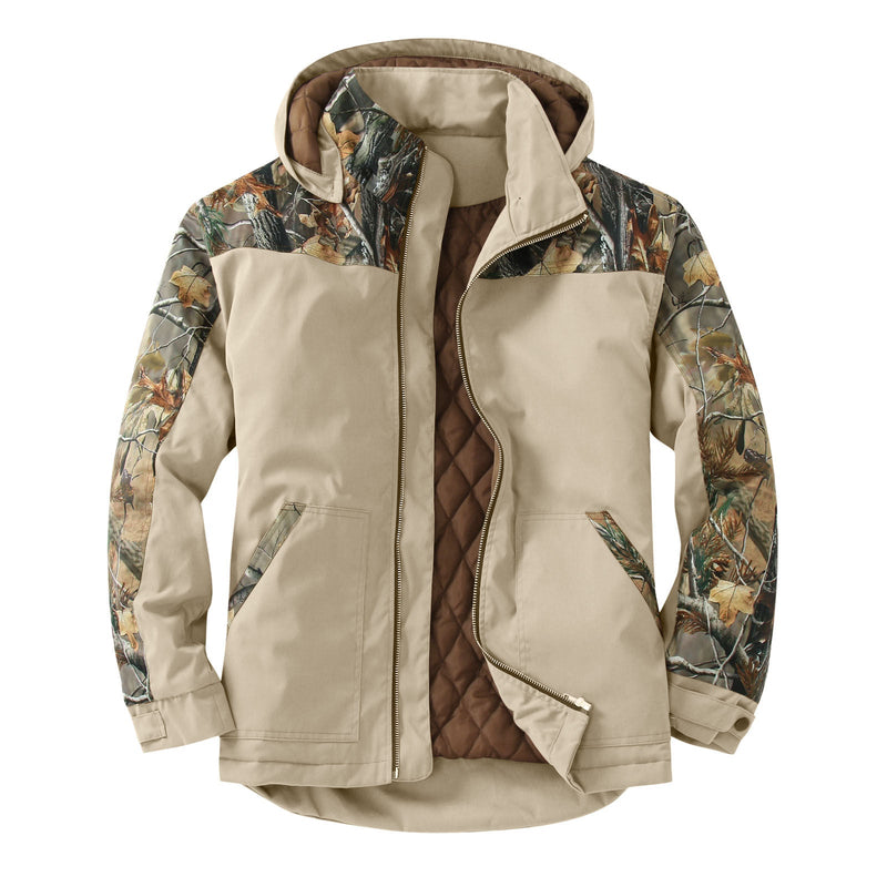Printed Colorblock Hooded Padded Jacket with Removable Hood