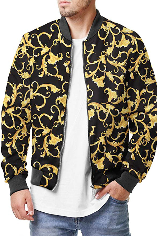Gold Floral Bomber Jacket