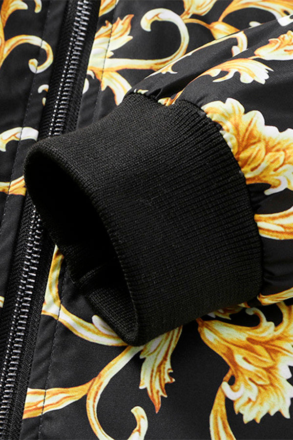 Gold Floral Bomber Jacket