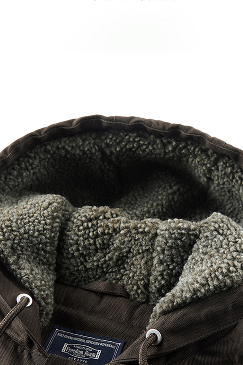 Relaxed Sherpa-Lined Hooded Utility Jacket